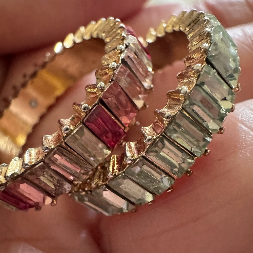 Sale price elegant two band Rings Pink and white Eternity crystal Gemstone - Picture 3 of 7